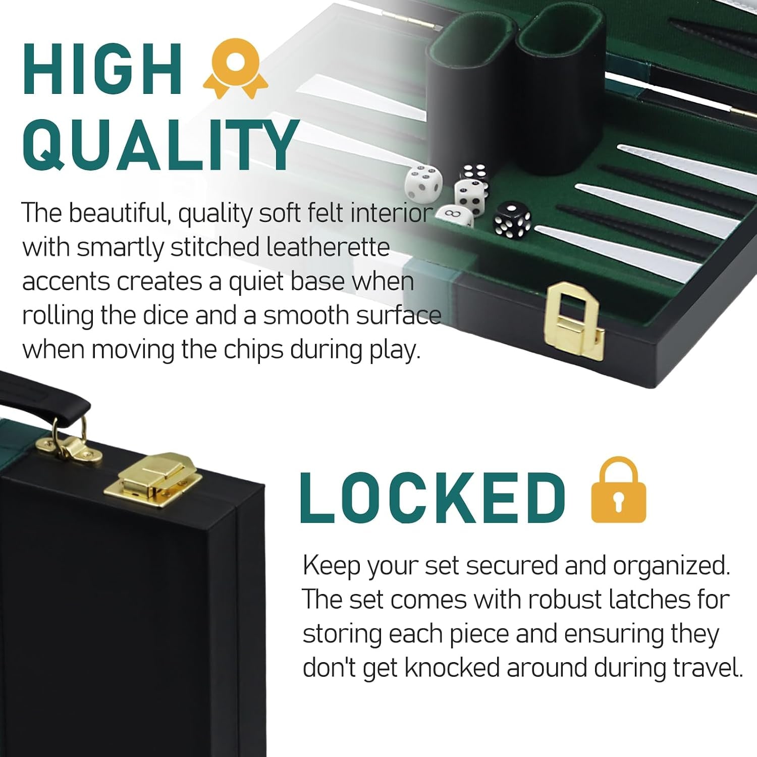 Backgammon Set in Faux Leather Carry Case: image 2