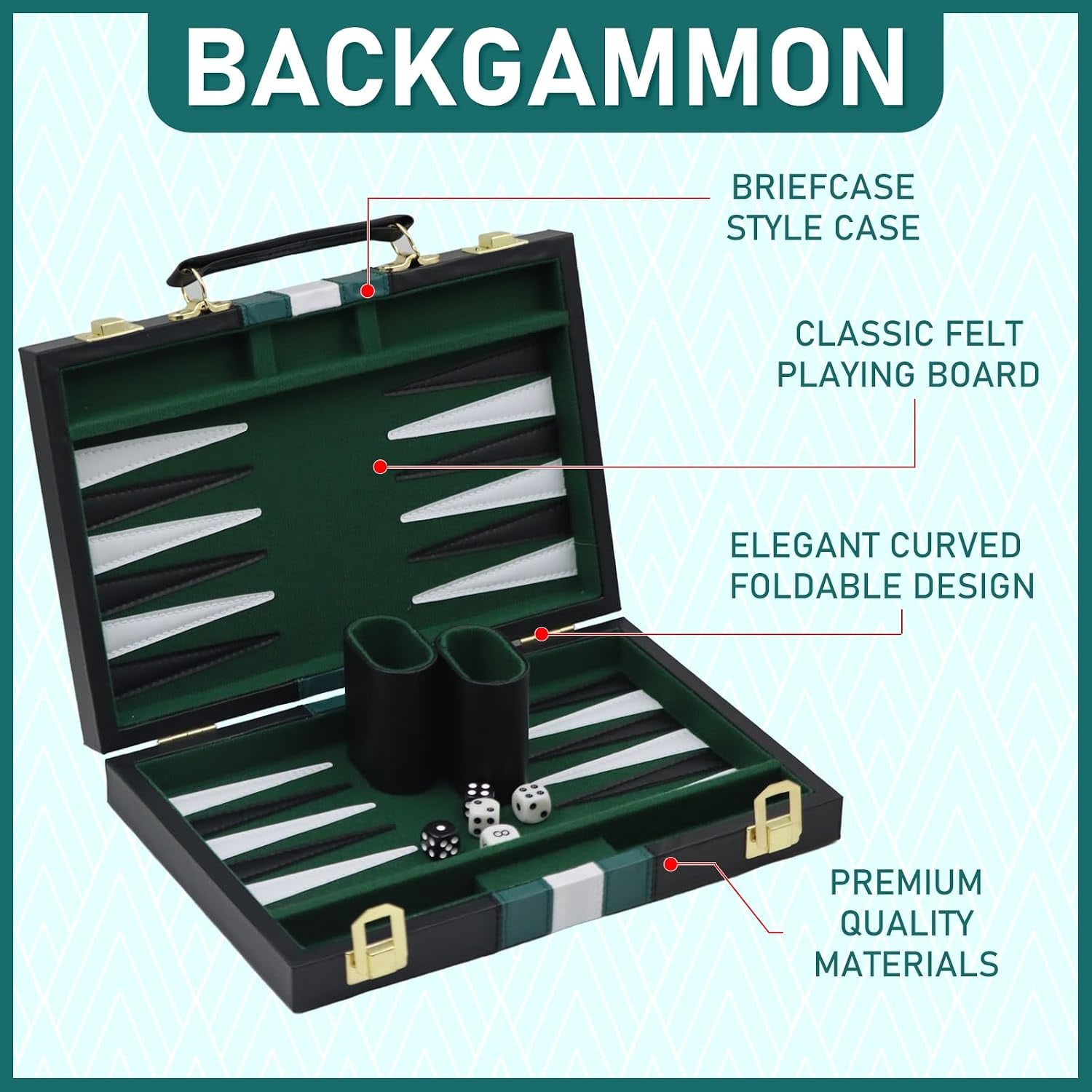 Backgammon Set in Faux Leather Carry Case: image 4