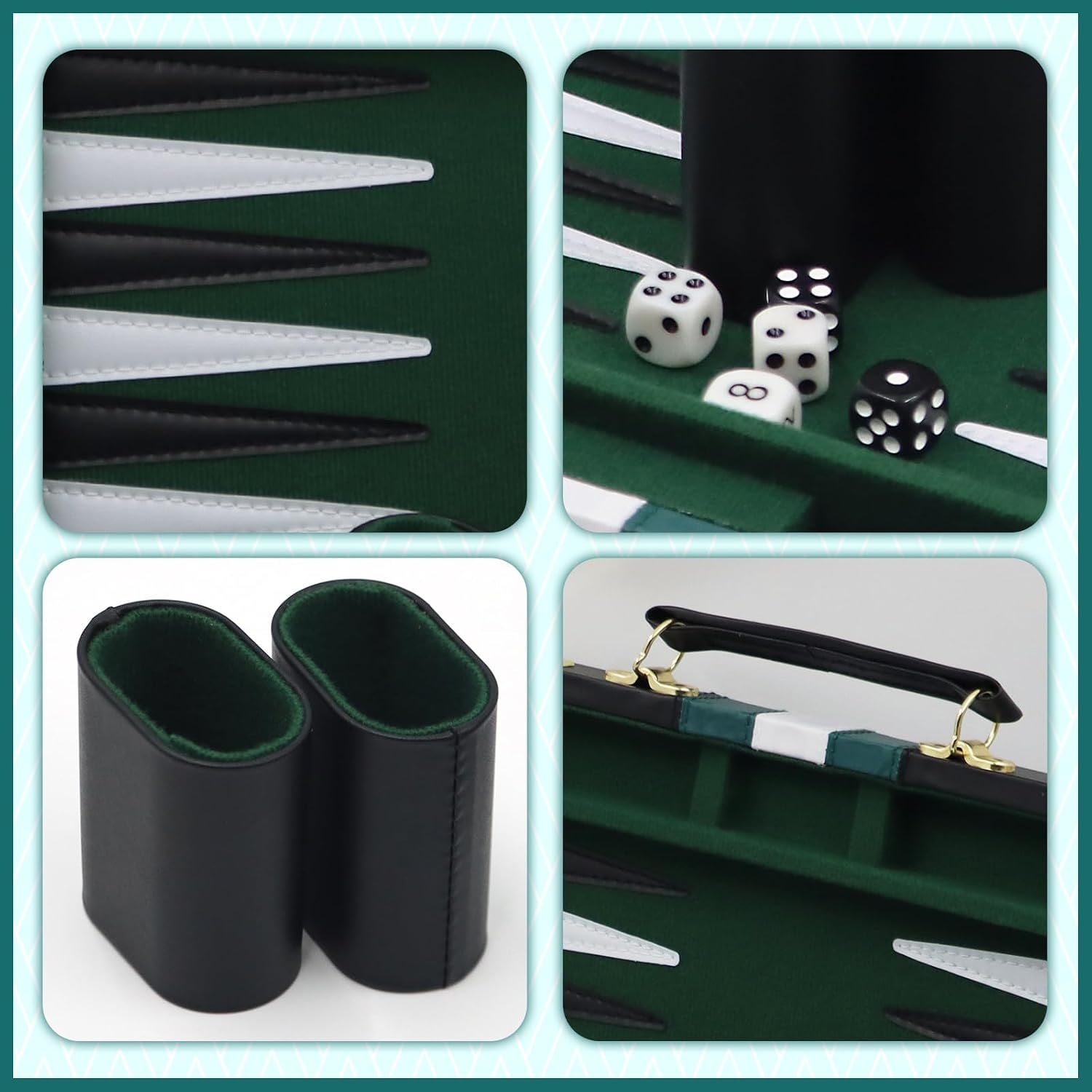 Backgammon Set in Faux Leather Carry Case: image 6