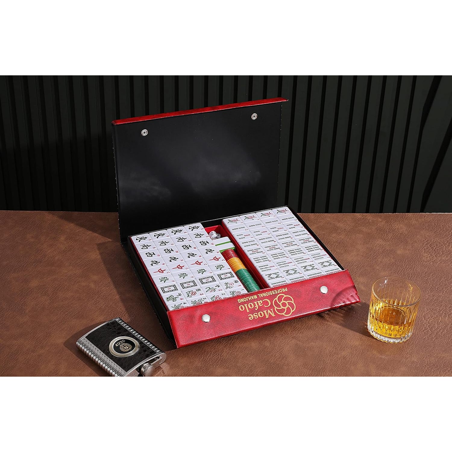 Chinese Mahjong Set with 144 Tiles and Red Carry Case: image 6