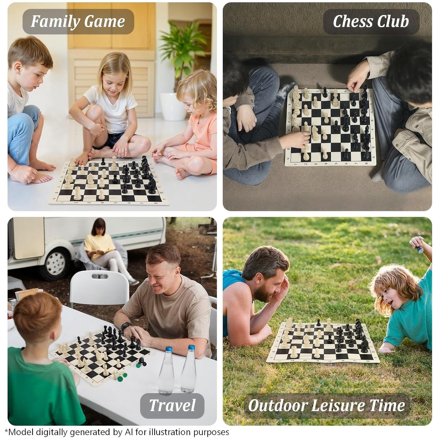 Silicone Board Chess Set 20 Inch with Weighted Pieces: image 6