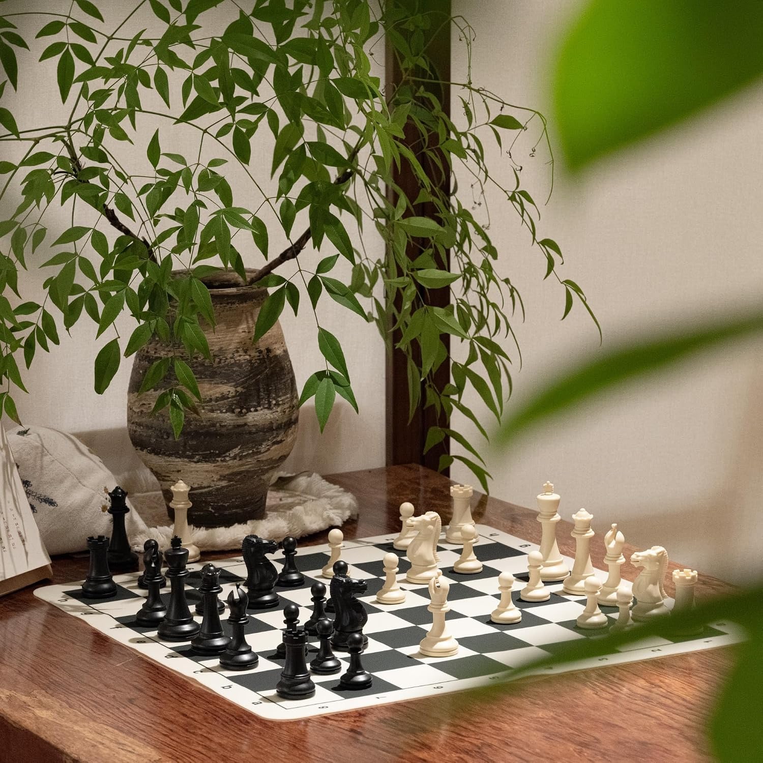 Tournament Chess Set with 20 Inch Roll Up Board and Weighted Pieces