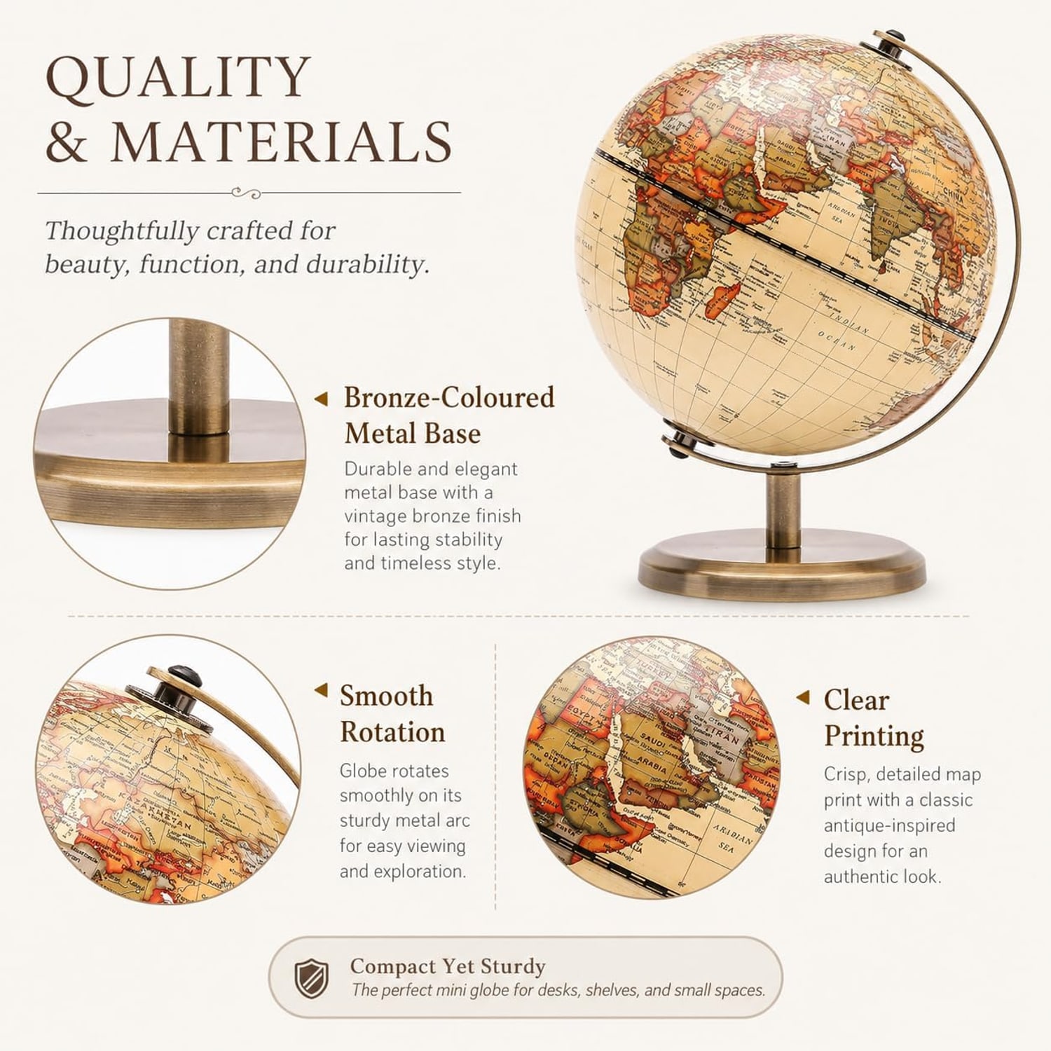 Antique Style World Globe 14cm: image 3