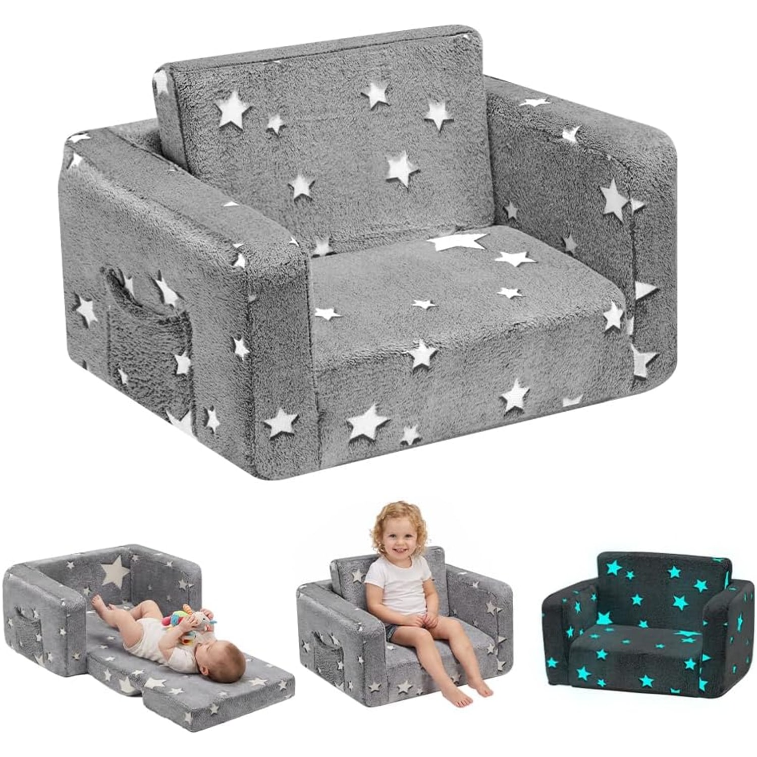 Kids Fold Out Couch with Star Design