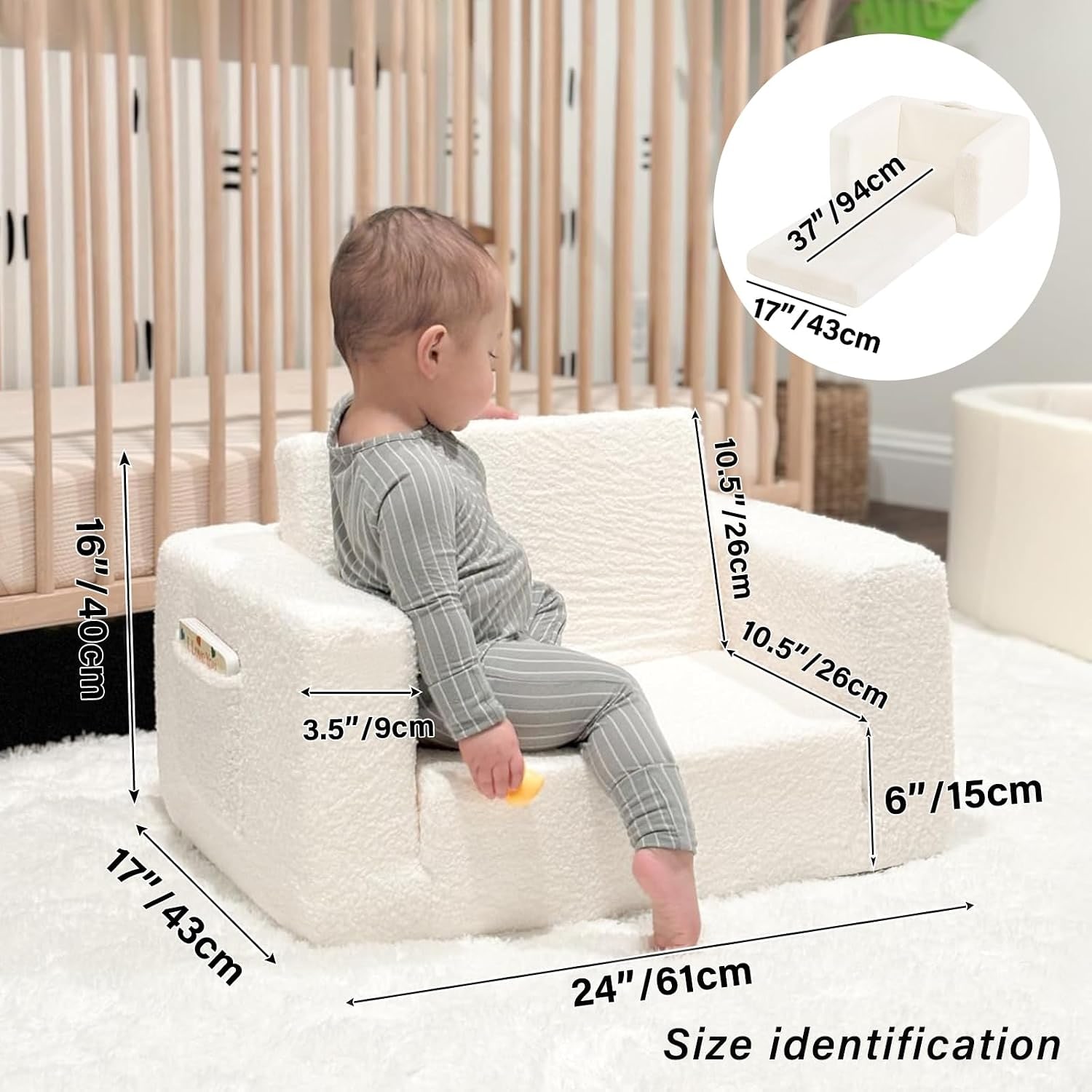 Kids Fold Out Sofa Dinosaur 2-in-1 Couch Chair