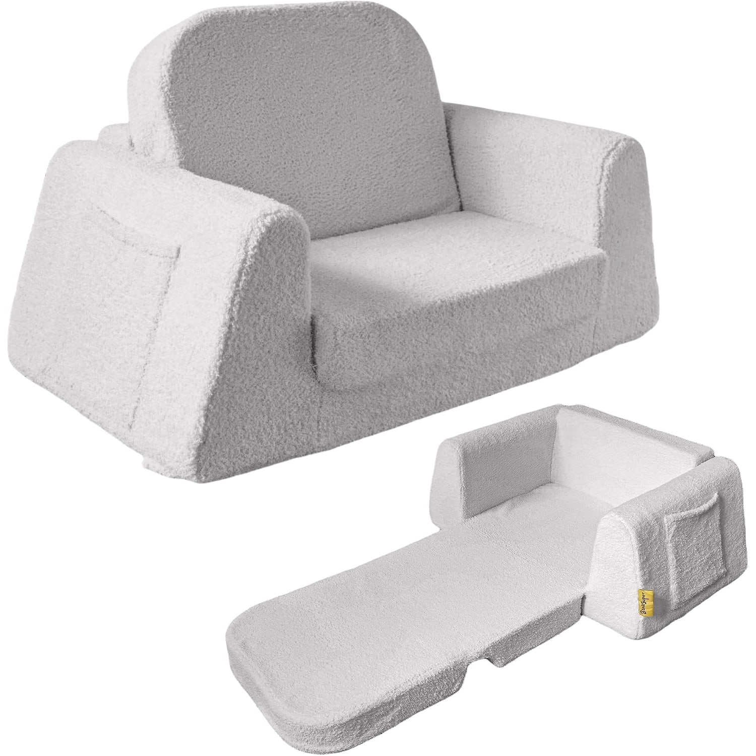 Kids Sofa Bed 2 in 1 Convertible Sherpa Lounger