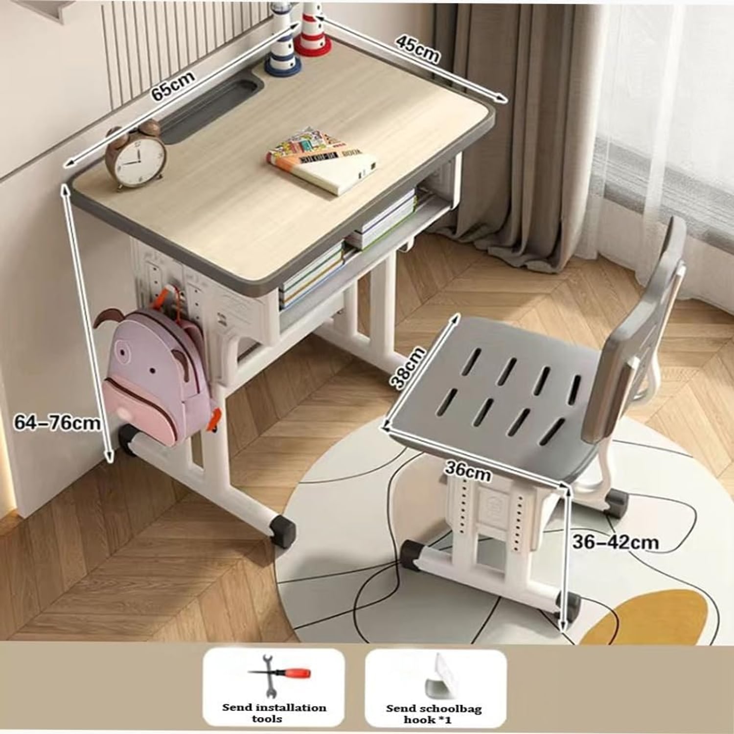 Adjustable Kids Study Desk and Chair Set