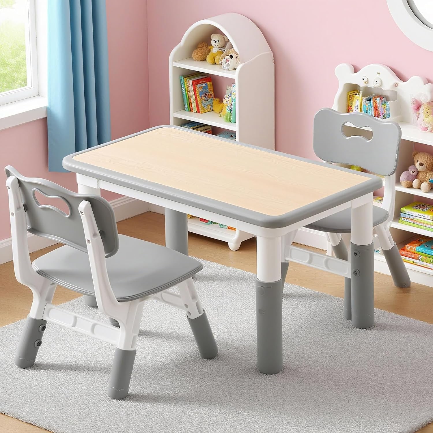 Adjustable Kids Table and 2 Chairs Set