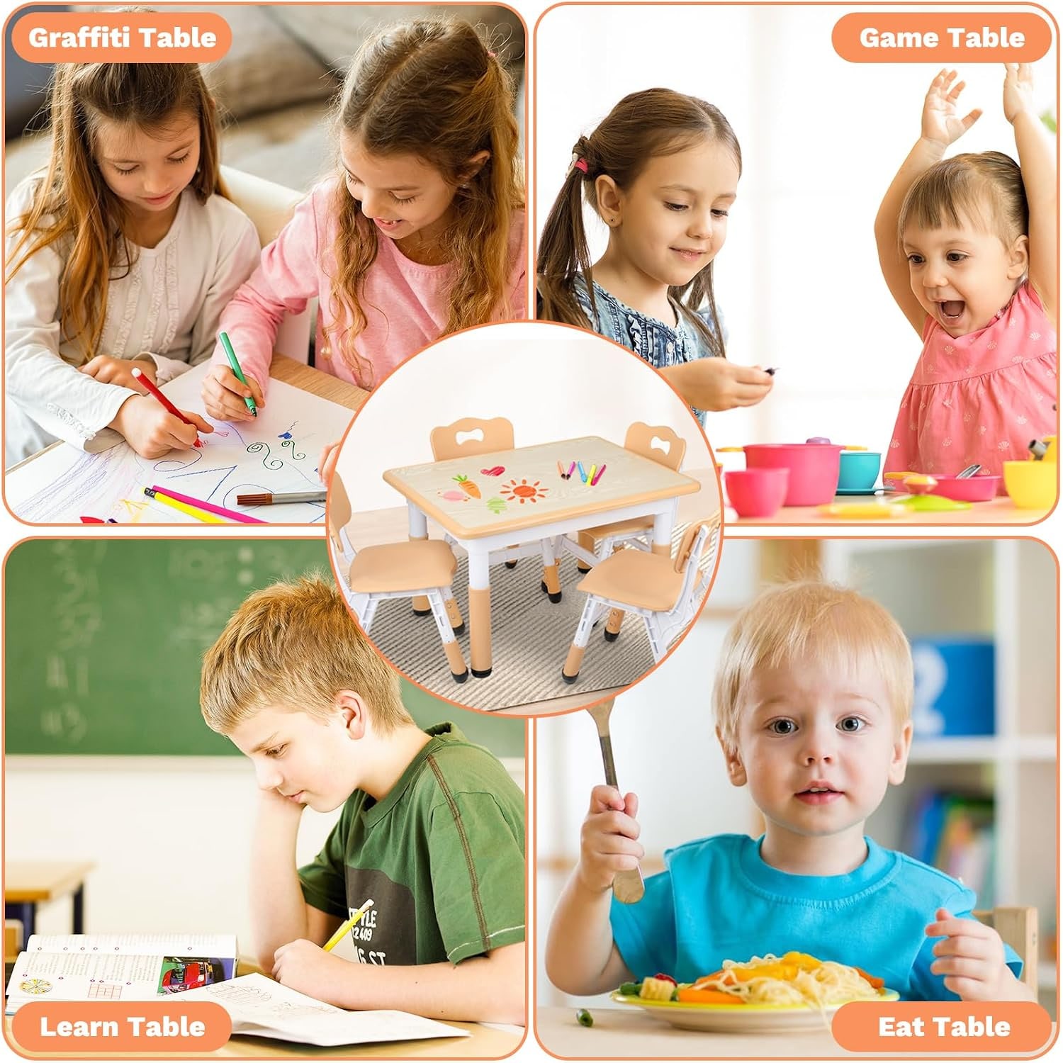 Dry Erase Kids Table and Chairs Set with 2 Chairs: image 5