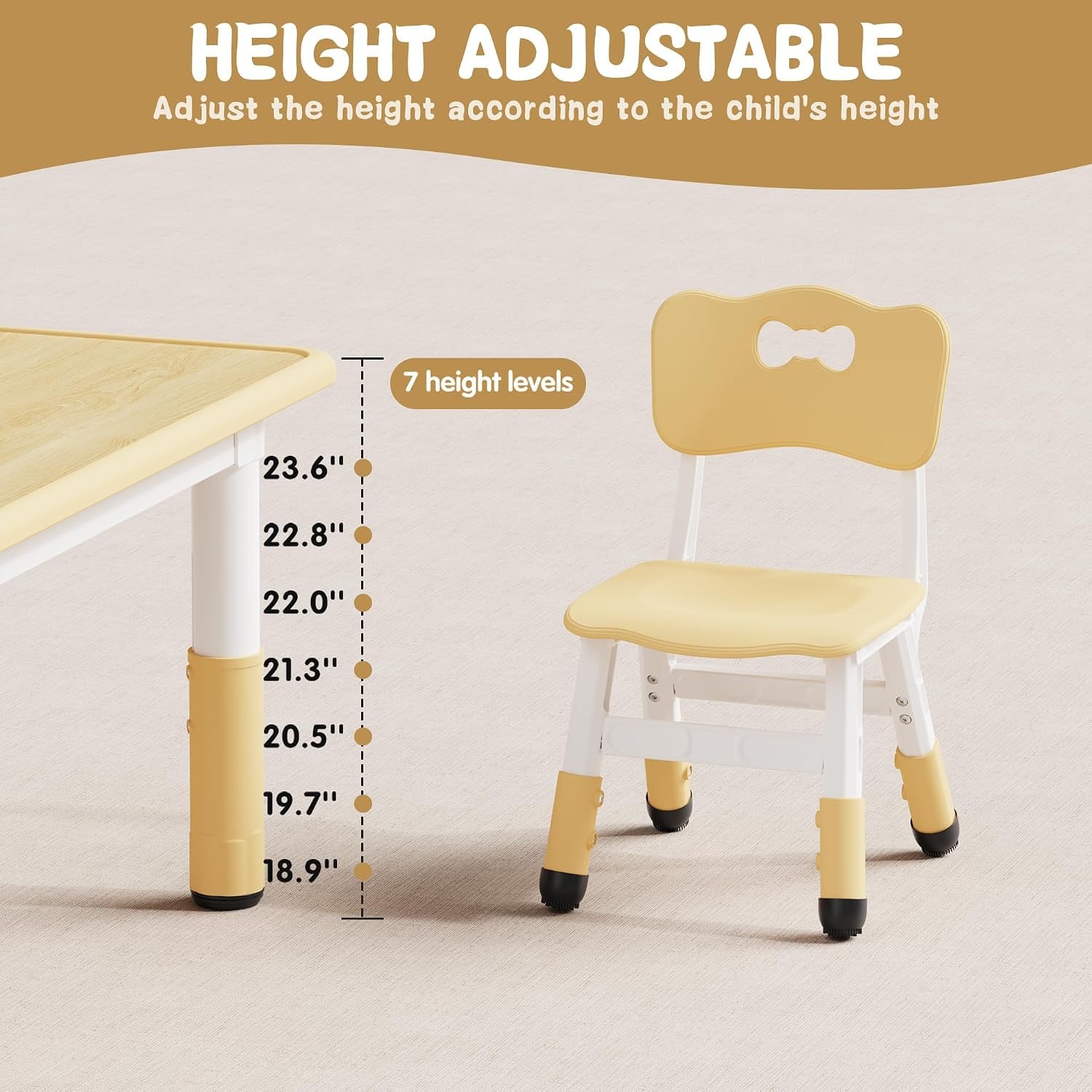 Height Adjustable Kids Table and Chair Set