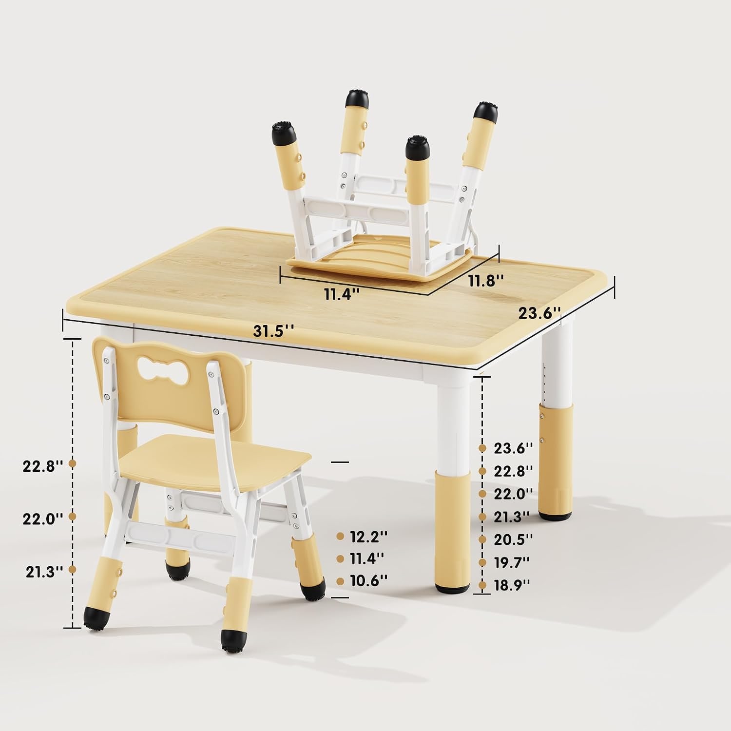Height Adjustable Kids Table and Chair Set