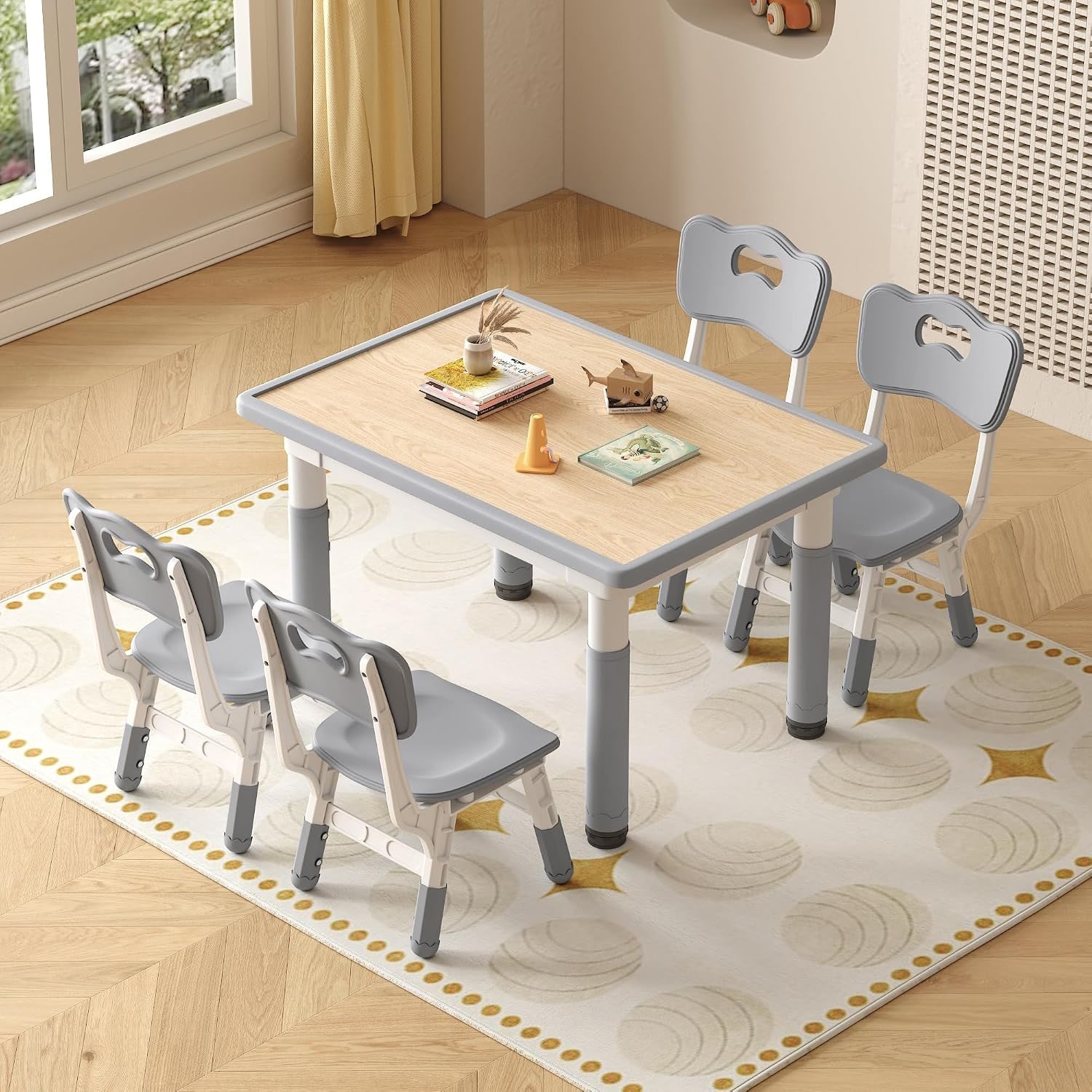 Kids Drawing Table and 4 Chairs Set: image 4