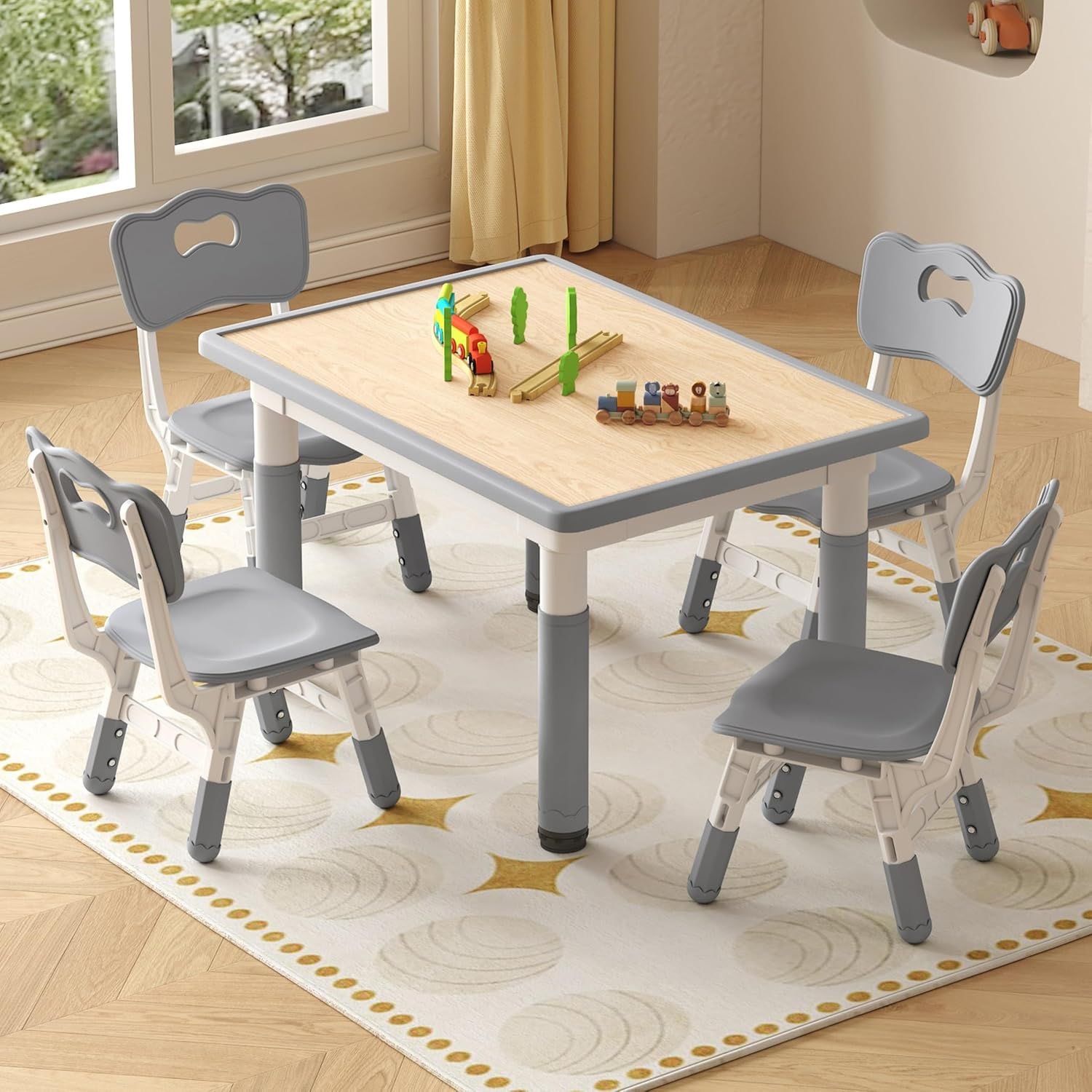 Kids Drawing Table and 4 Chairs Set