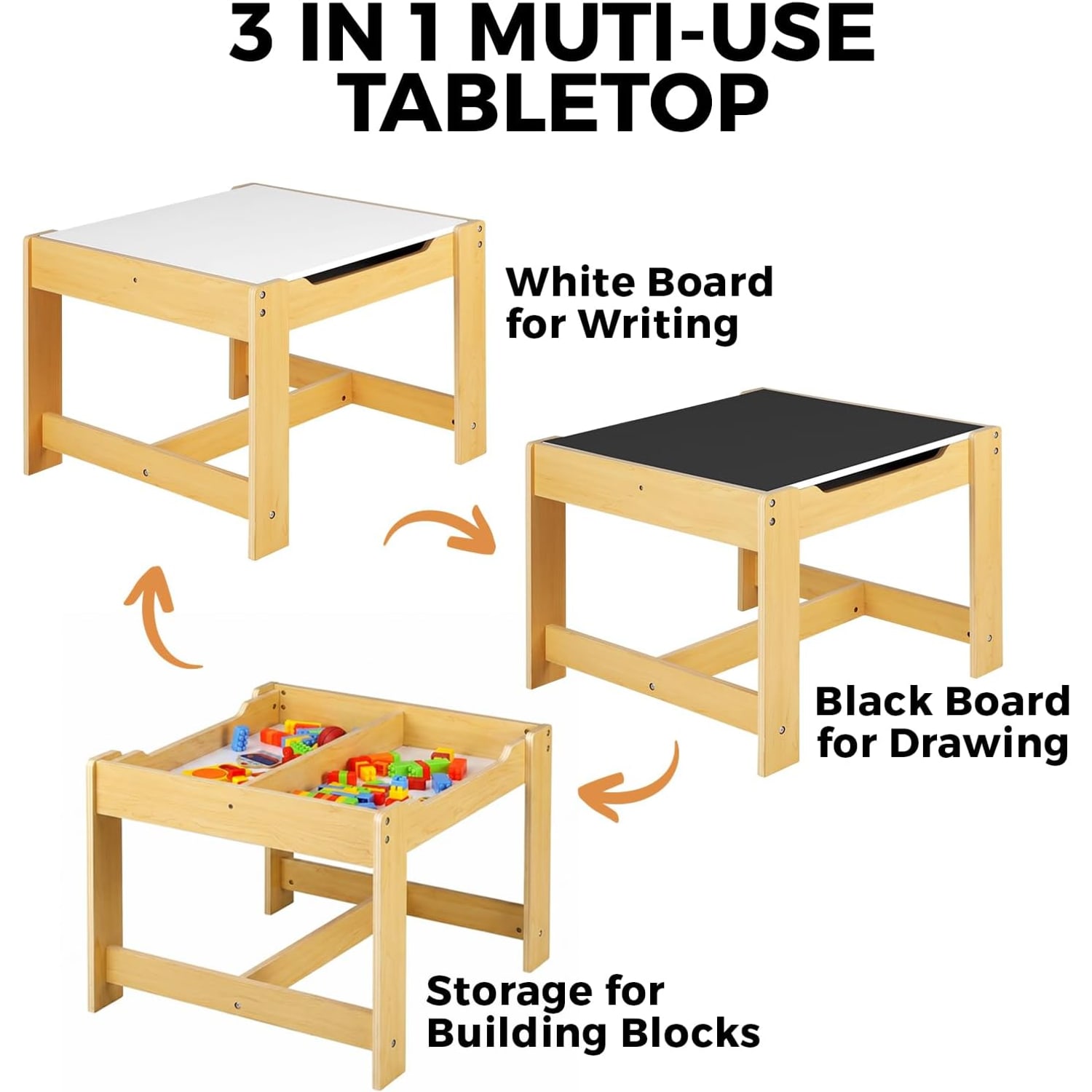 Kids Table and Chairs Set with Hidden Storage Box: image 3