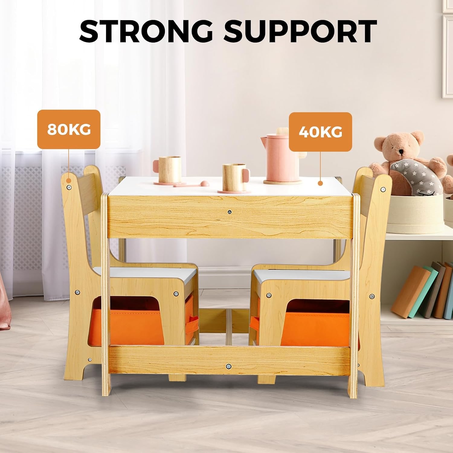Kids Table and Chairs Set with Hidden Storage Box: image 5