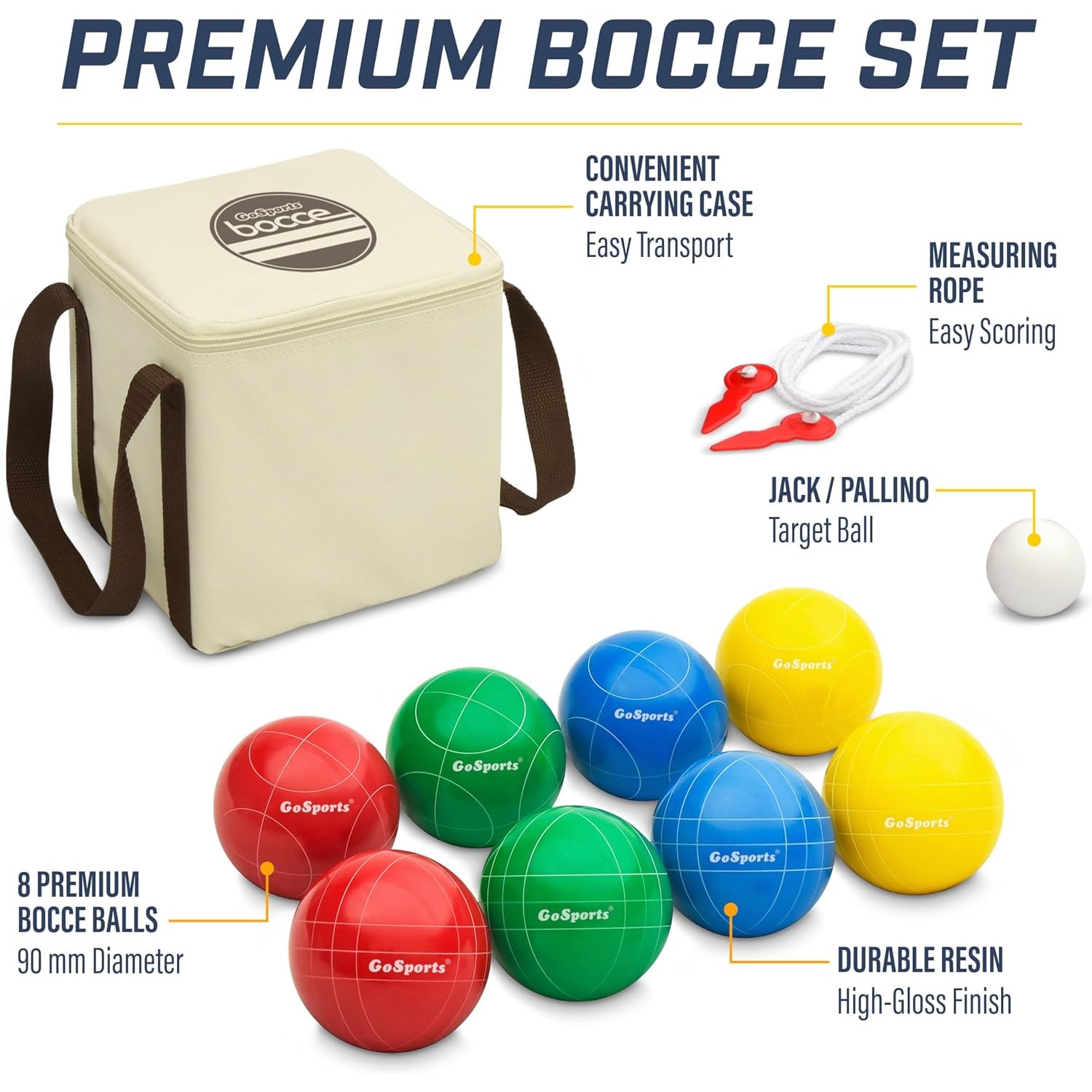 Backyard Bocce Set with 8 Balls, Pallino and Carry Case: image 4