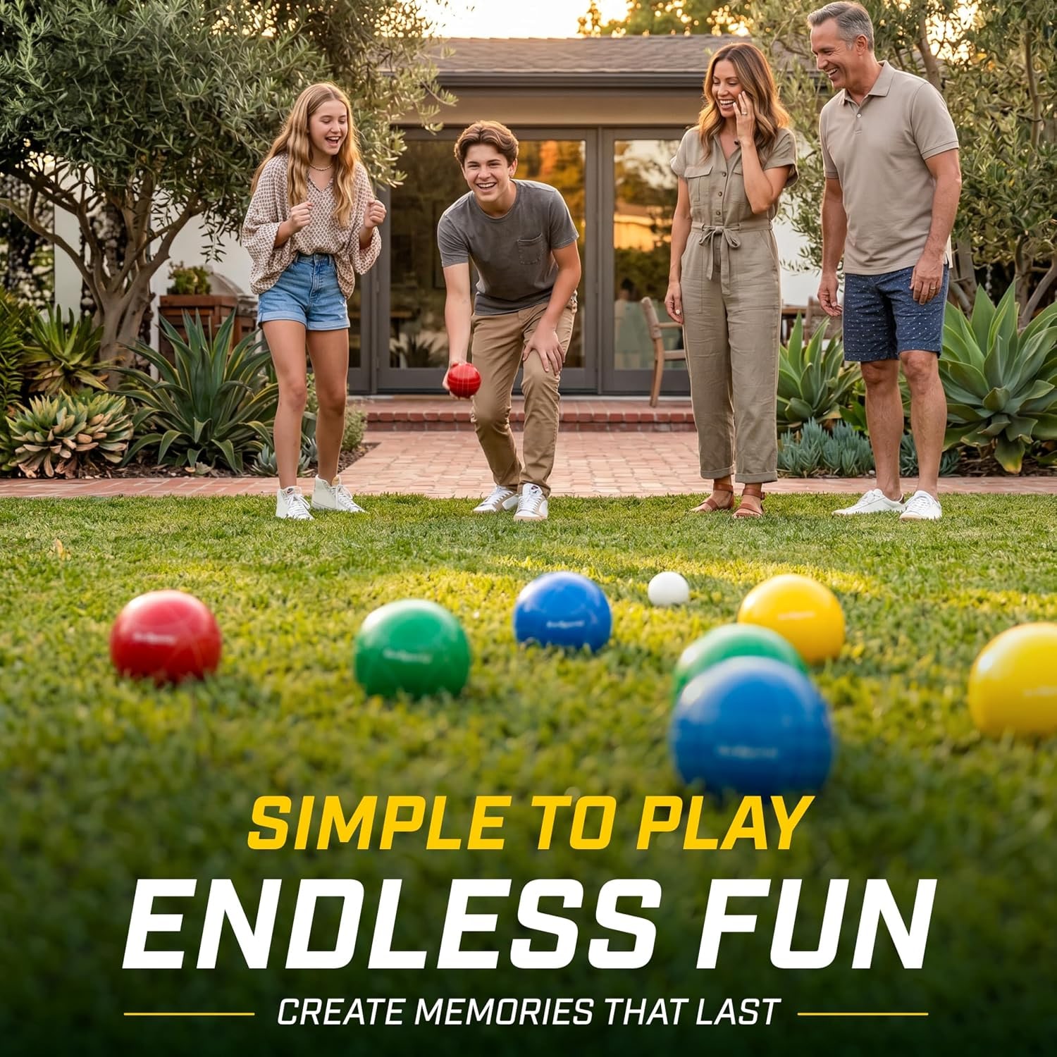 Backyard Bocce Set with 8 Balls, Pallino and Carry Case: image 6