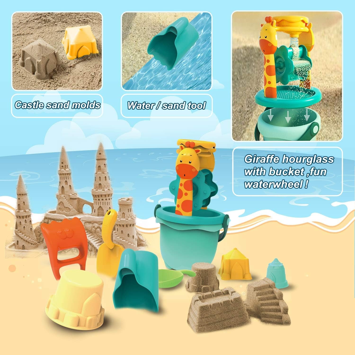 21 Piece Beach Pail and Shovel Set