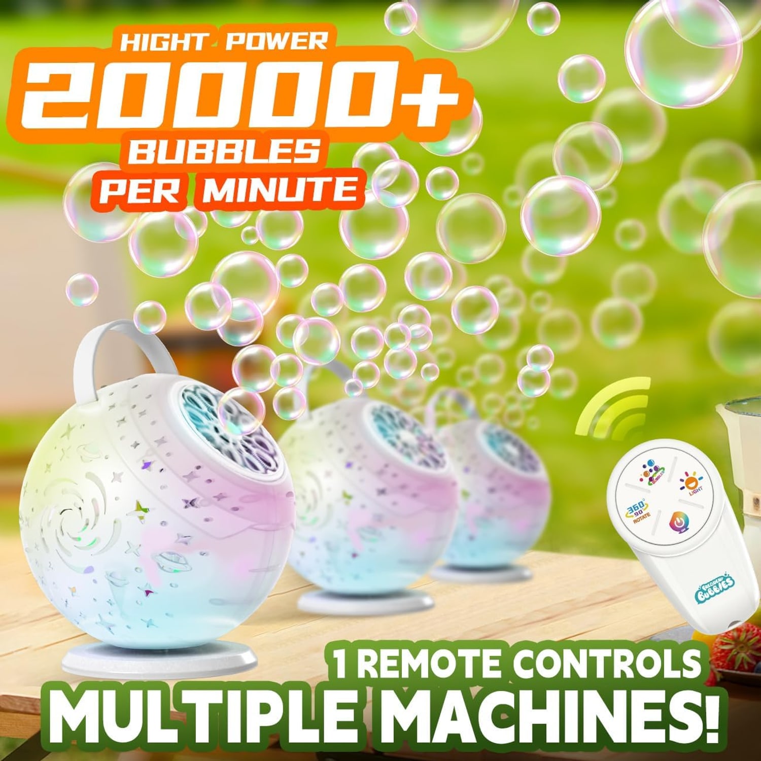 Rechargeable Rotating Bubble Machine with Remote: image 2