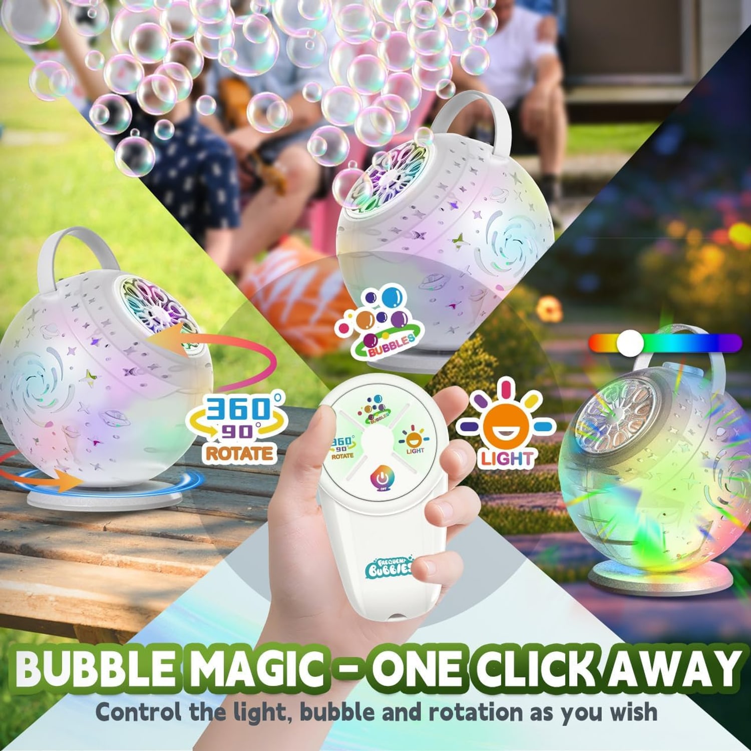 Rechargeable Rotating Bubble Machine with Remote: image 5