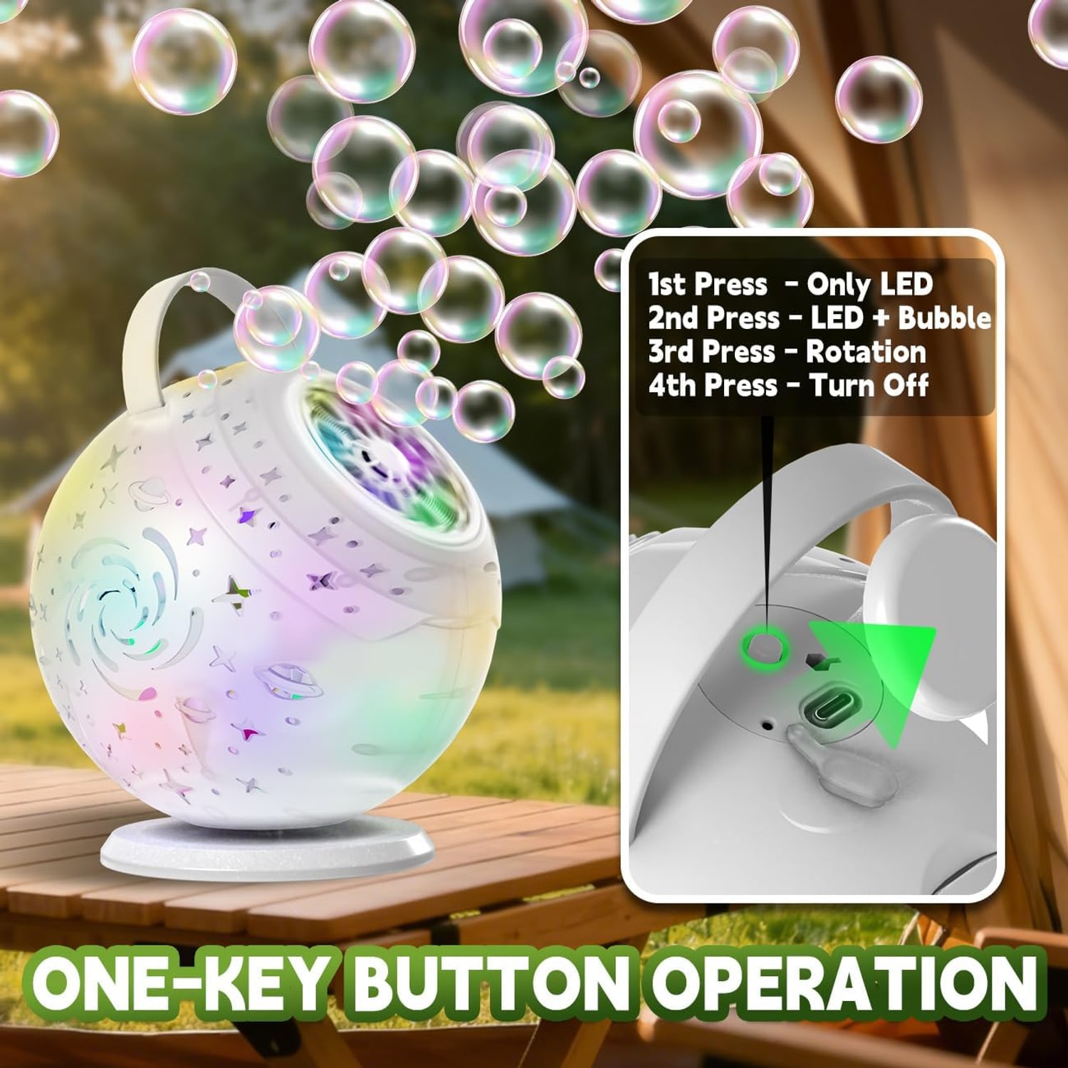 Rechargeable Rotating Bubble Machine with Remote: image 6