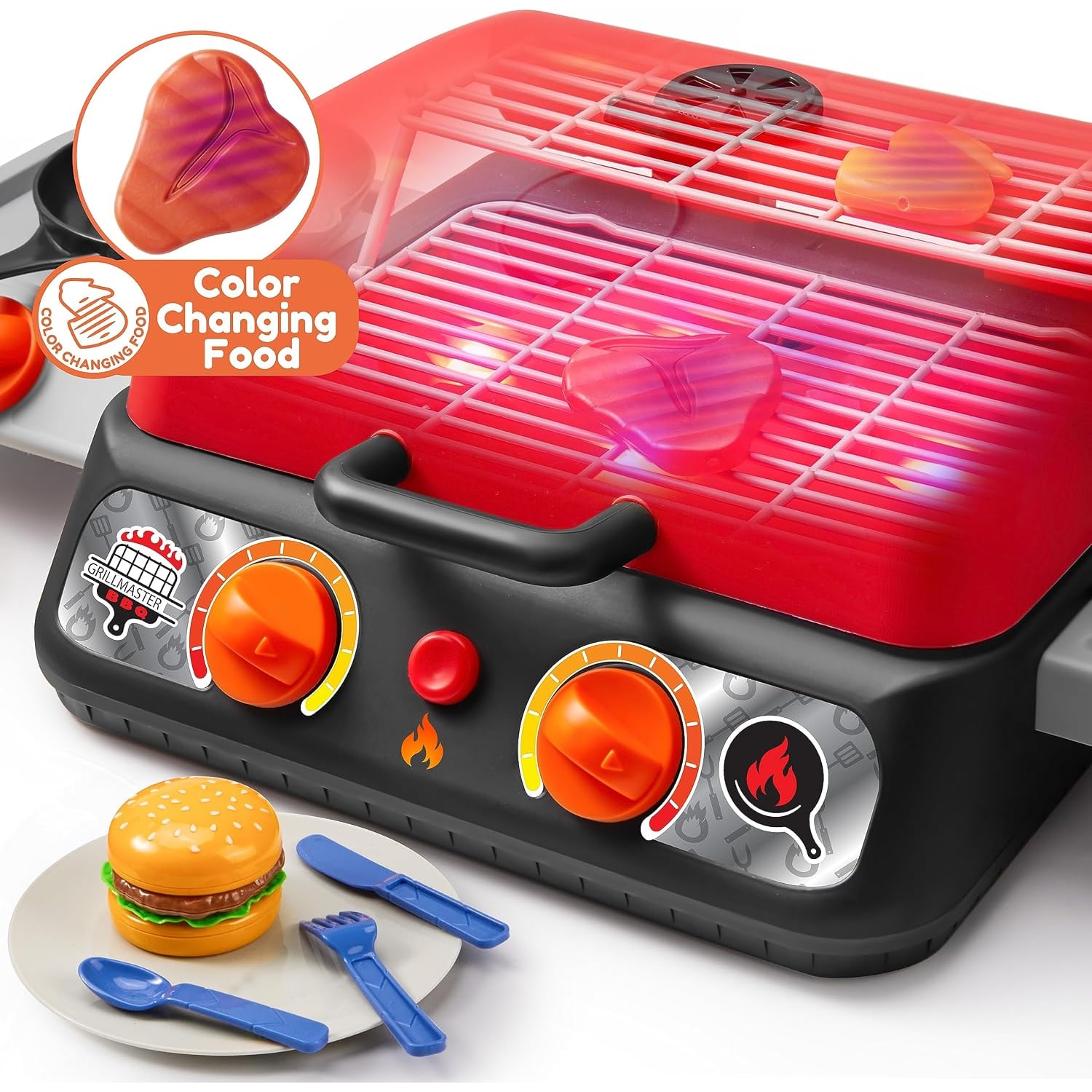 Kids BBQ Grill Playset with Light, Smoke and Sound