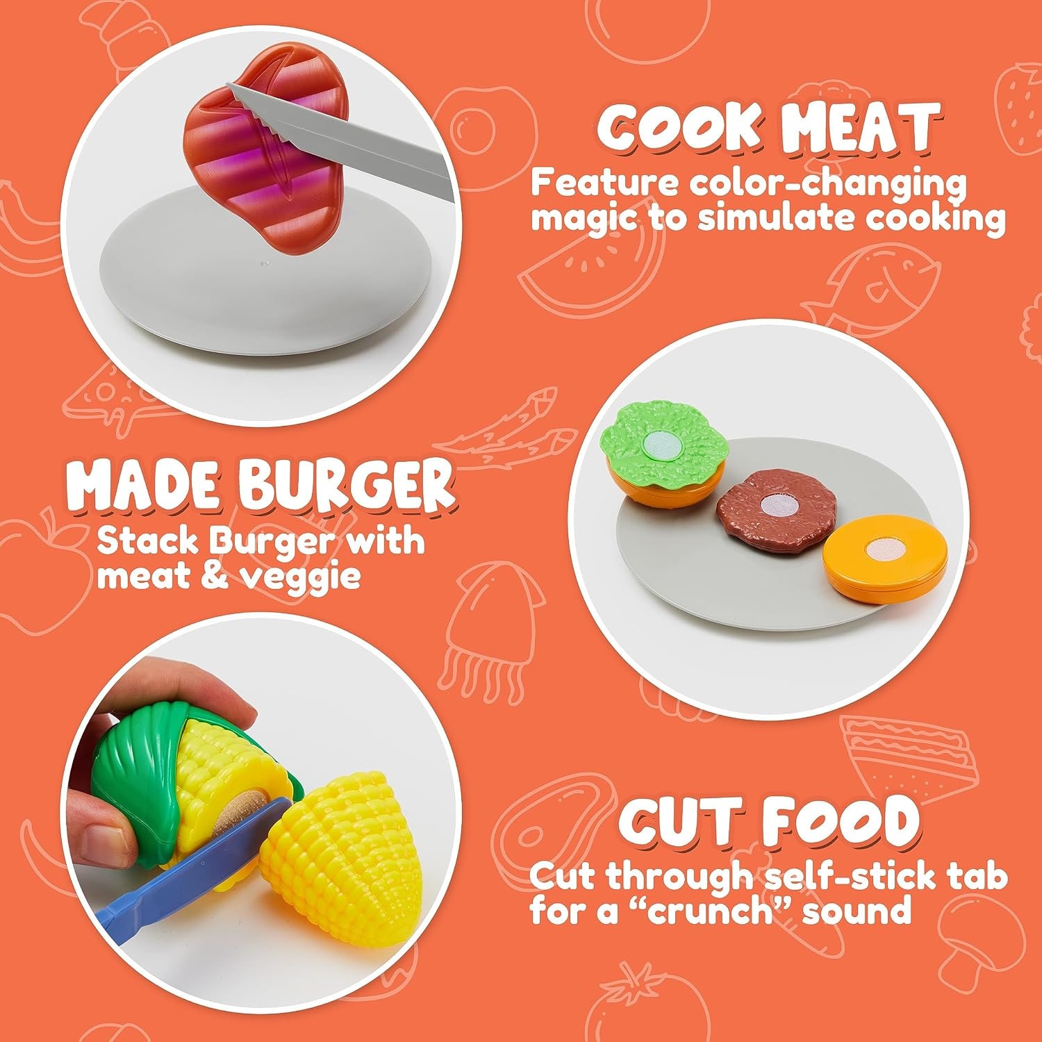 Kids BBQ Grill Playset with Light, Smoke and Sound