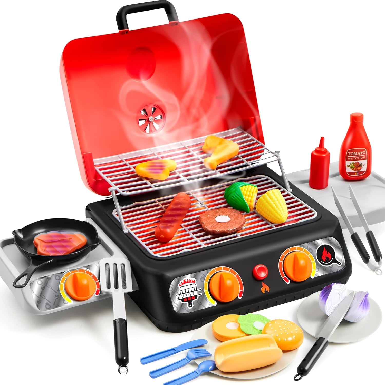 Kids BBQ Grill Playset with Light, Smoke and Sound