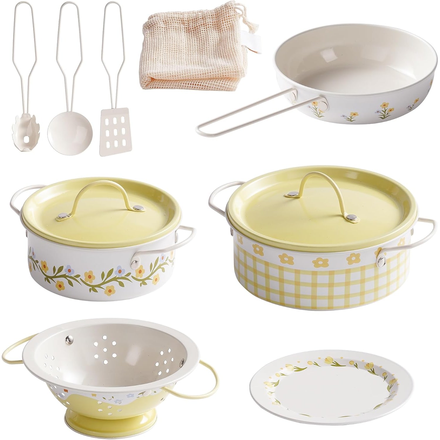 Kids Pots and Pans Playset (9 Pieces with Storage Bag)
