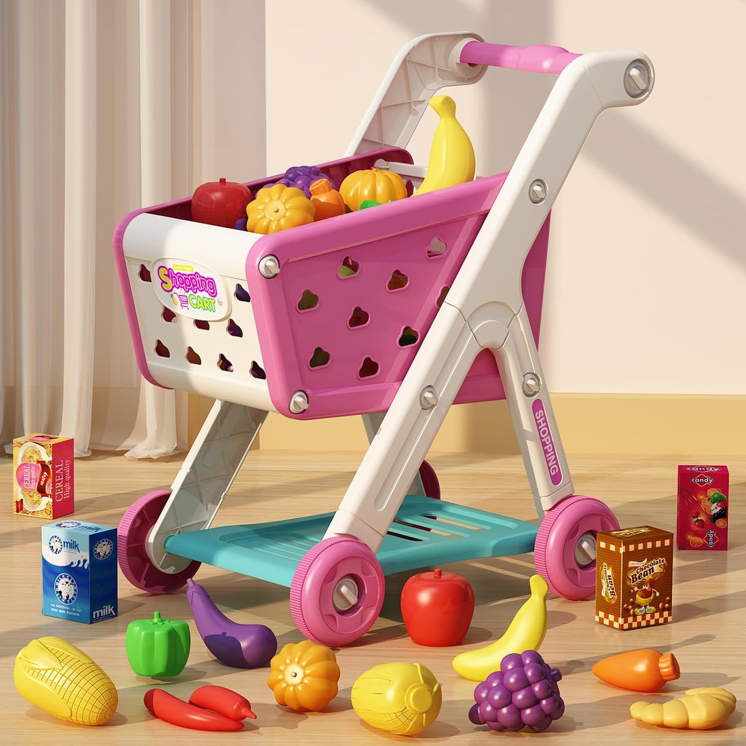 Kids Shopping Trolley Play Set with 102 Pieces: image 5