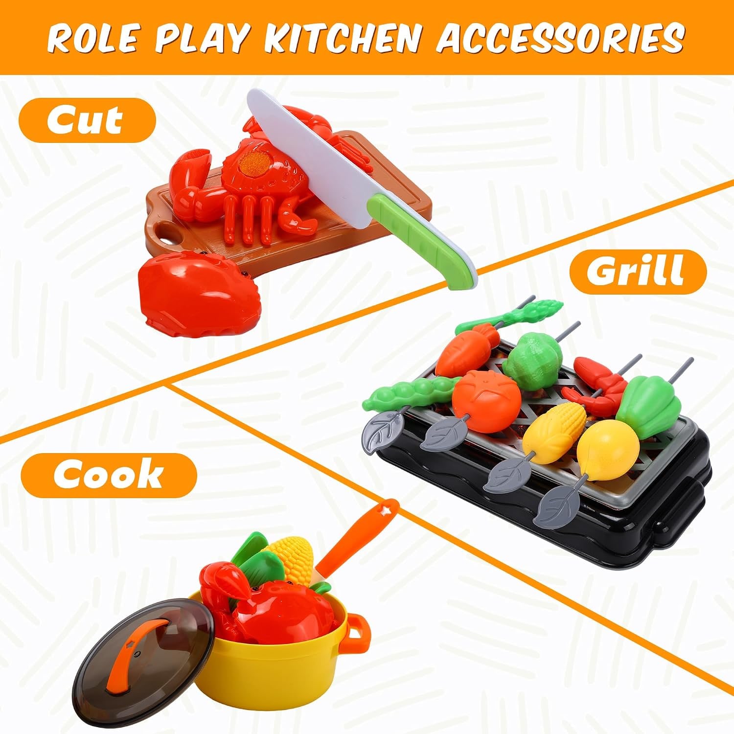 73-Piece Toy Cookware and BBQ Grill Play Set: image 7