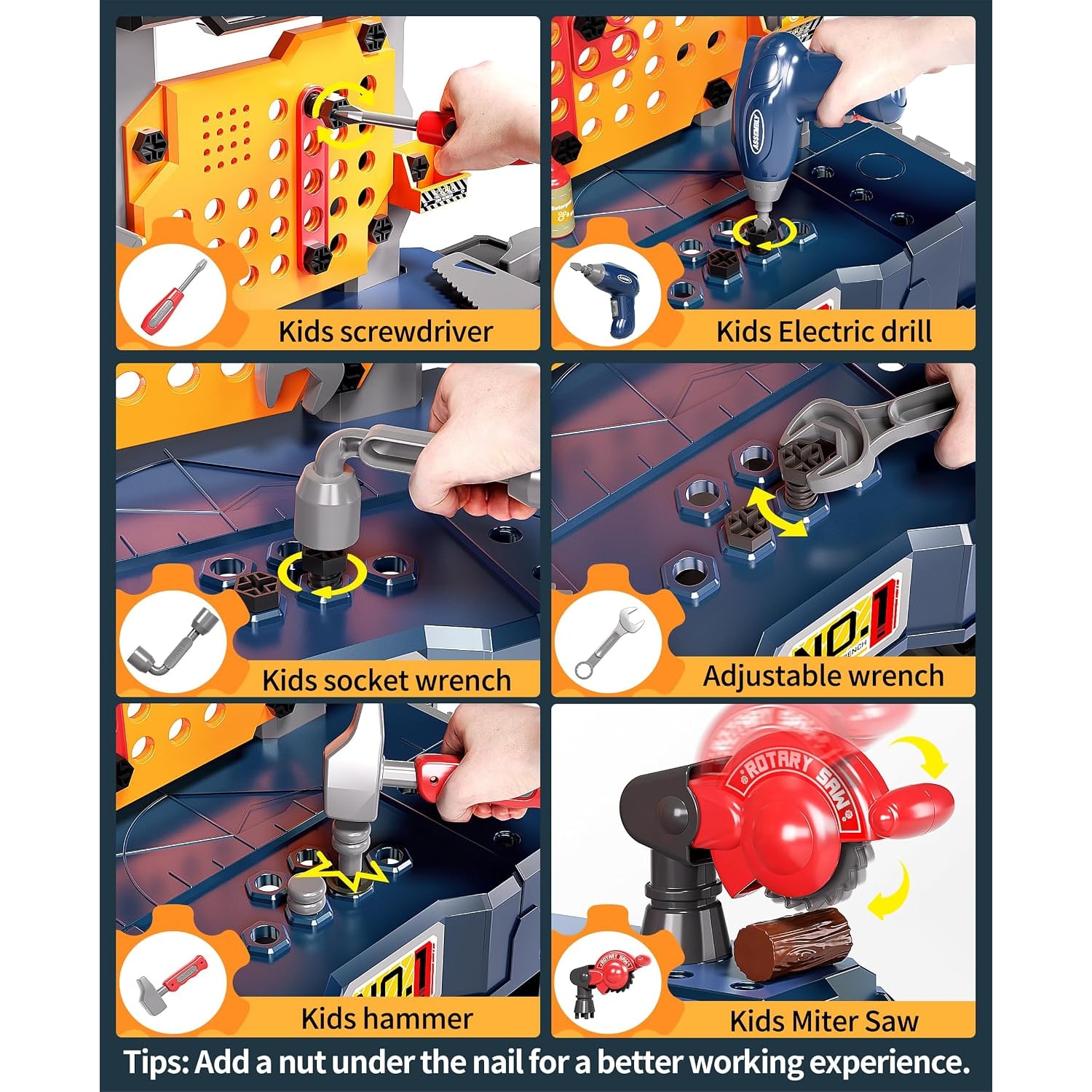 Kids Tool Bench with Drill and Saw: image 2