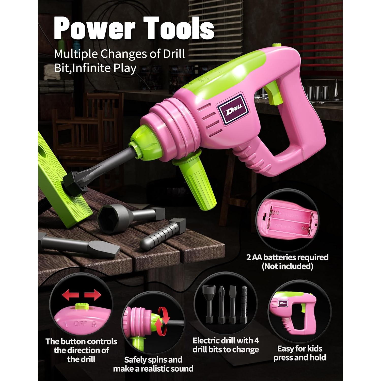 Kids Tool Set with Tool Box and Electronic Toy Drill
