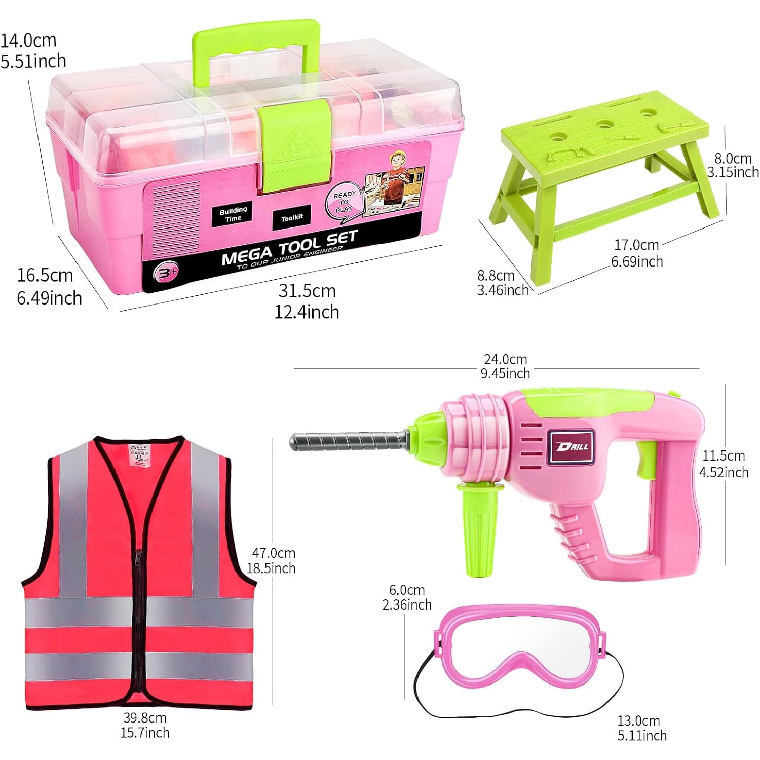 Kids Tool Set with Tool Box and Electronic Toy Drill