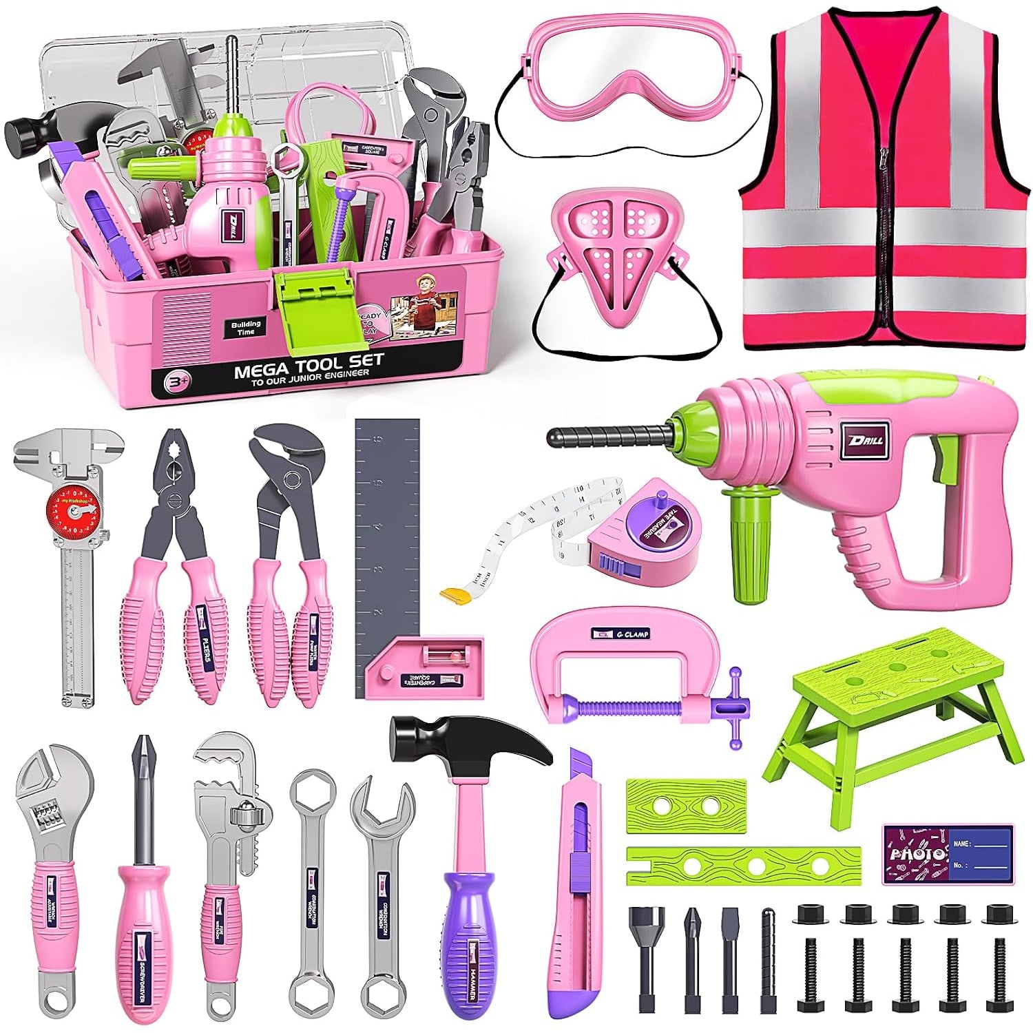 Kids Tool Set with Tool Box and Electronic Toy Drill