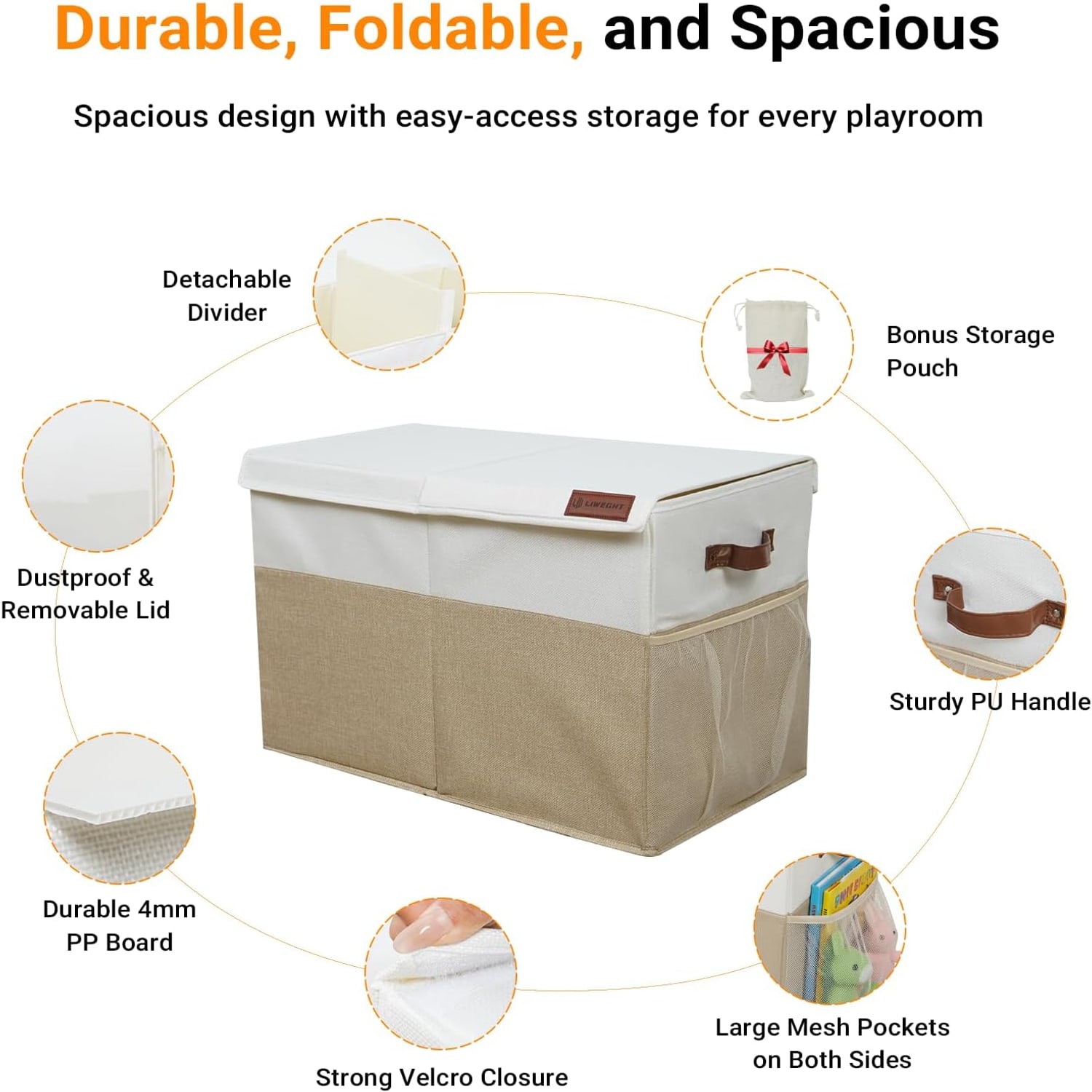 Collapsible Storage Box with Lid and Divider