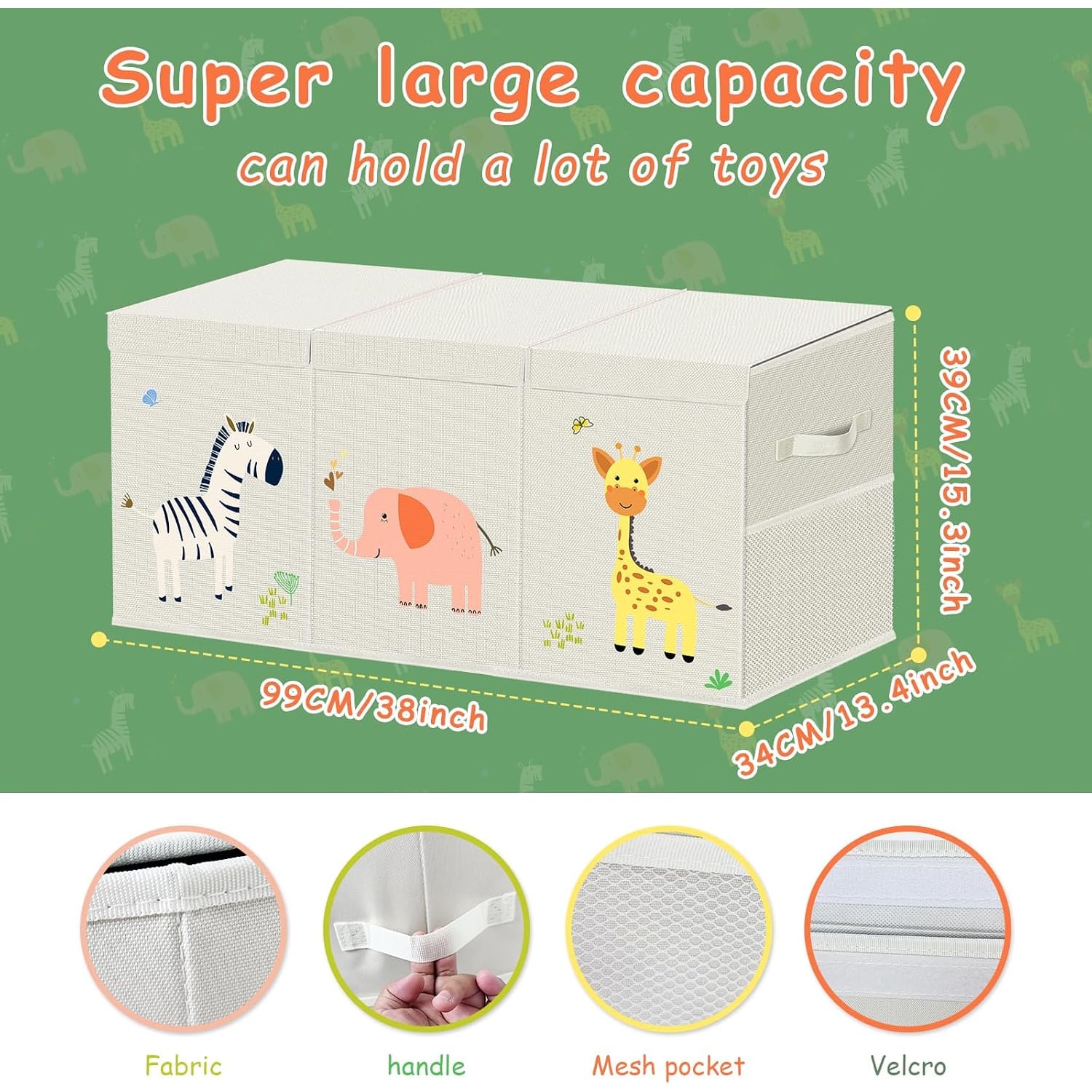 Extra Large Collapsible Toy Chest (2 Pack, 130L)