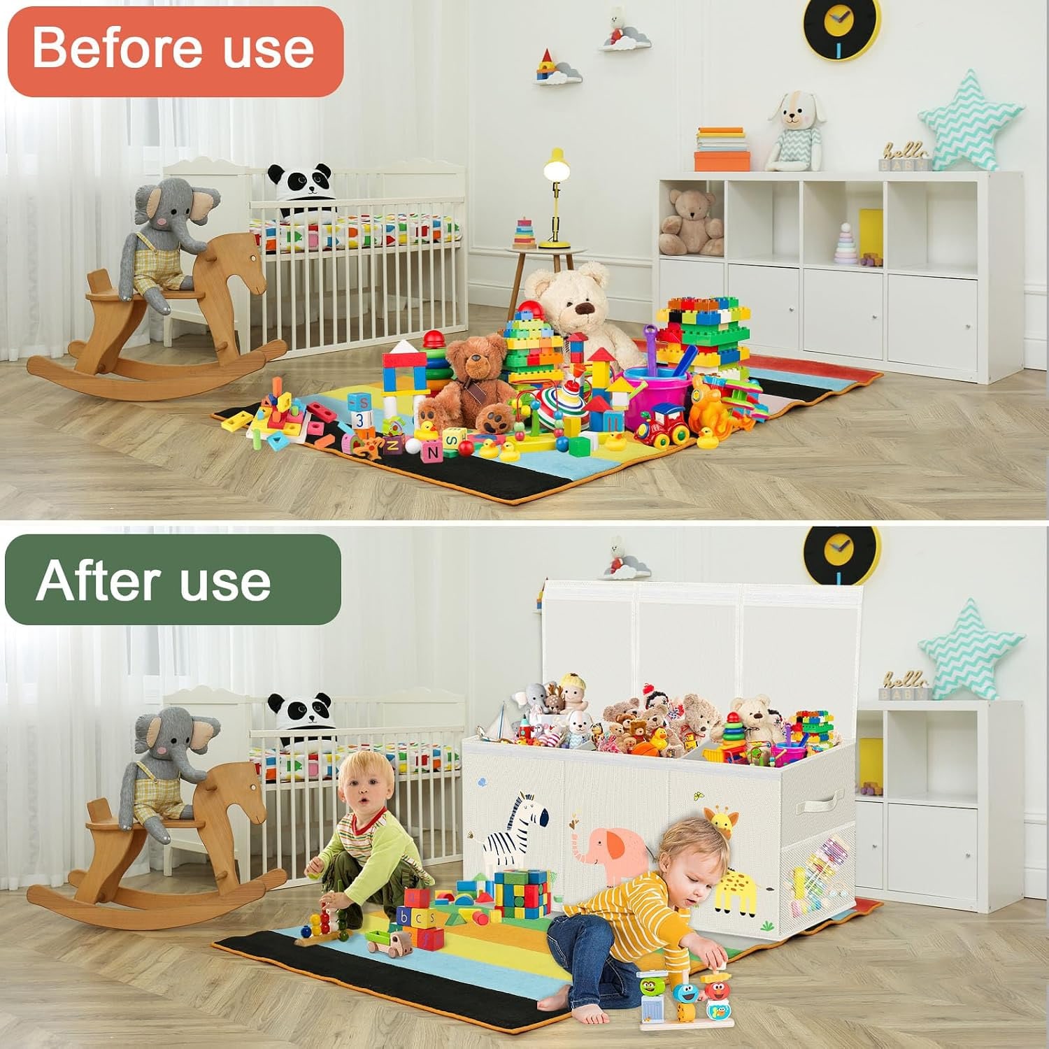 Extra Large Collapsible Toy Chest (2 Pack, 130L)
