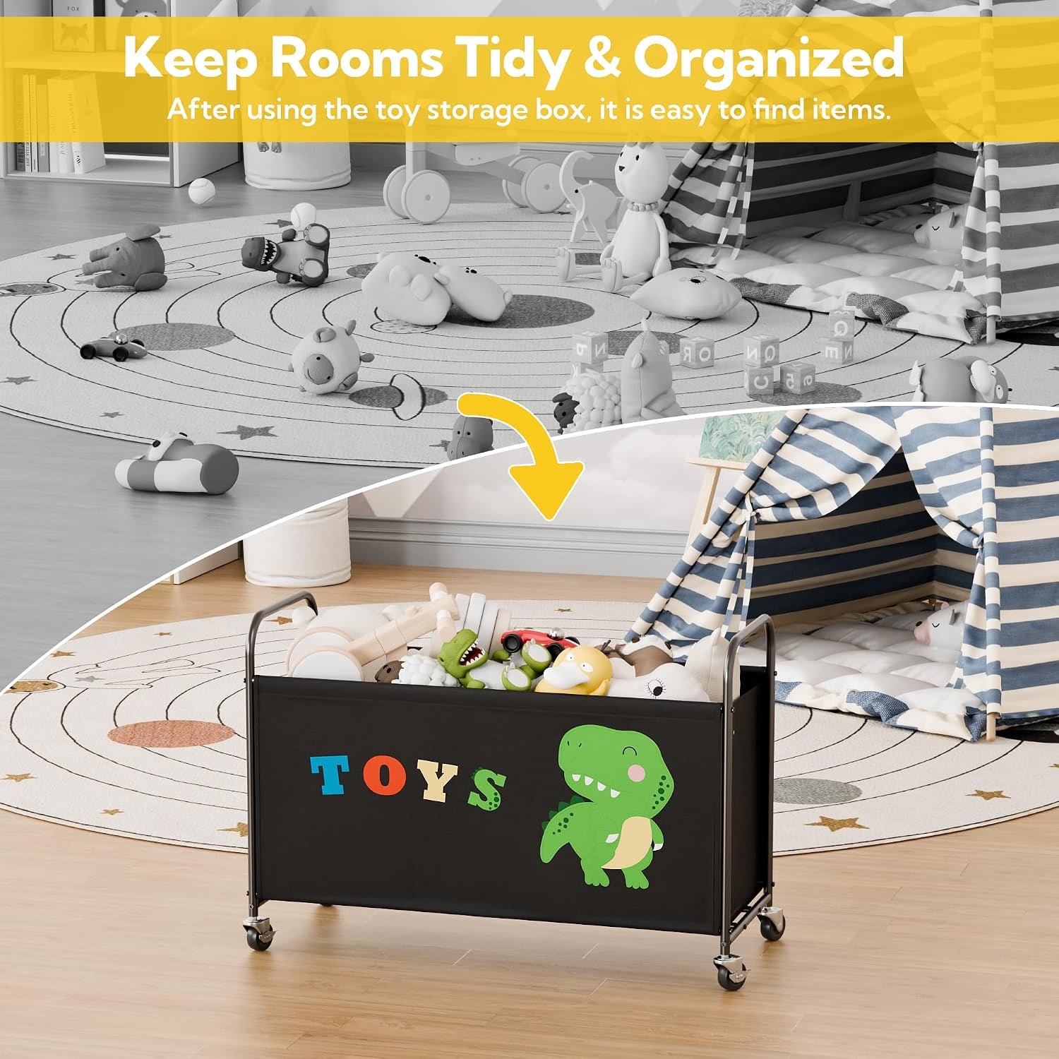 Rolling Toy Chest with Wheels